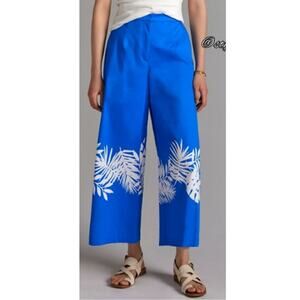 HUTCH Anthropologie Women's Blue Palm Frond Wide-Leg Pants Size 4